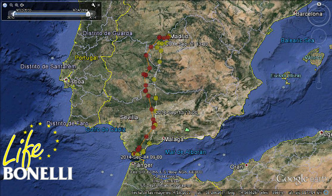 Viaje de Graná 2010 (rojo)  y Zahara 2014 (amarillo)