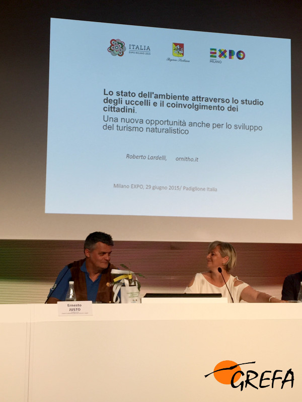 Ernesto Álvarez, president of GREFA, during his speech at the convention about Biodiversity in the Mediterranean celebrated on June 29, 2015 at the Expo in Milan.
