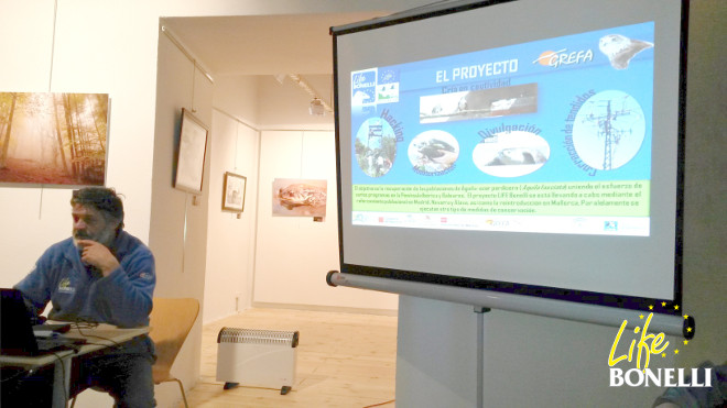 Ernesto Álvarez, president of GREFA, during his presentation of the Life Bonelli Project at a meeting in Nuevo Baztán.