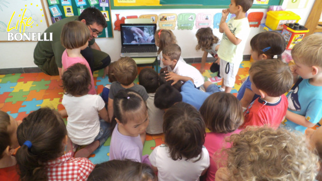 The children, listening attentively to the explanations and the video they shared.