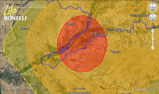 Ilustración 40. Detalle de las zonas de máximo uso de “Orusco” (50% en rojo).