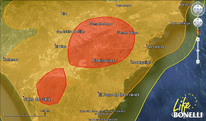 Ilustración 52. Detalle de las zonas de máximo uso de “Níjar” (50% en rojo).