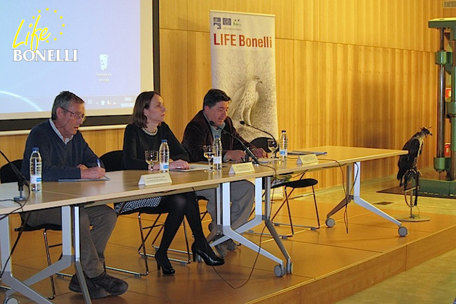 From left to right: Miguel Delibes de Castro, Neus Lliteras (General Director of Natural Environment of the Balearic Government) and Joan Mayol (Head of Department of the Protection of Species of the Balearic Government).