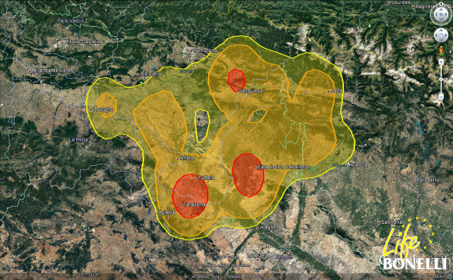 Área de campeo y zonas de actividad principal de Craonne.