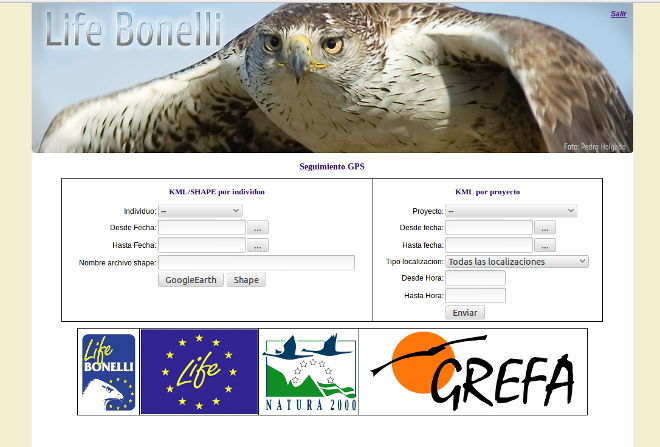 Aplicación web de acceso a la base de datos GPS de Life Bonelli